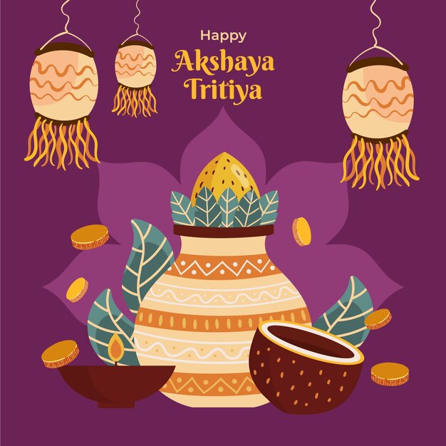 Ilustração plana akshaya tritiya