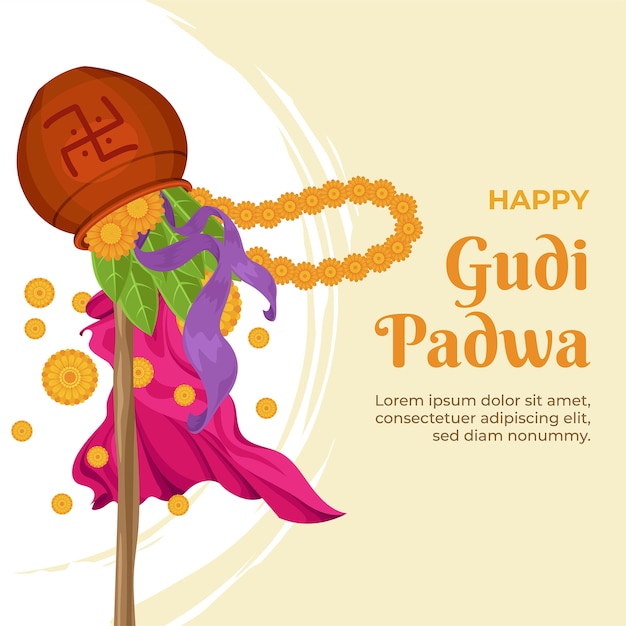 Vetor grátis ilustração plana da celebração do festival gudi padwa