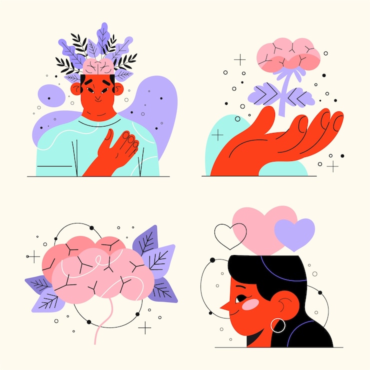 Vetor grátis ilustração plana da coleção de saúde mental