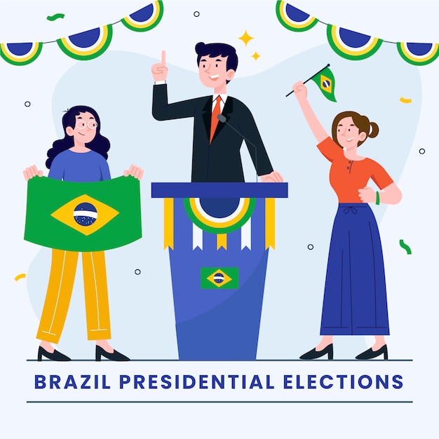 Vetor grátis ilustração plana da eleição presidencial do brasil