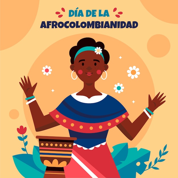 Vetor grátis ilustração plana de afrocolombianidad