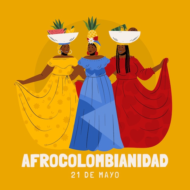 Ilustração plana de afrocolombianidad