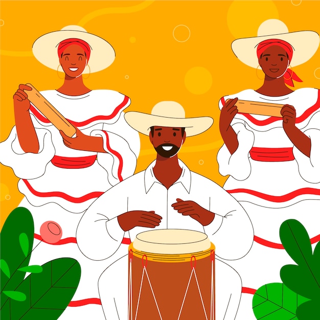 Ilustração plana de afrocolombianidad