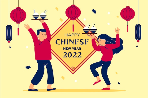 Ilustração plana de ano novo chinês