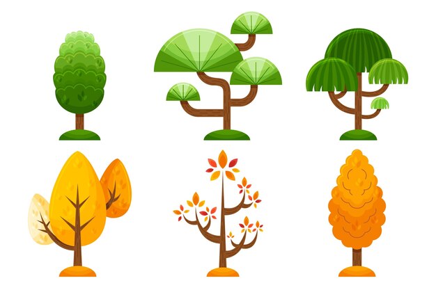 Ilustração plana de árvores