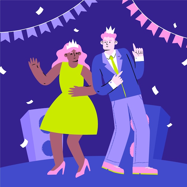 Ilustração plana de baile