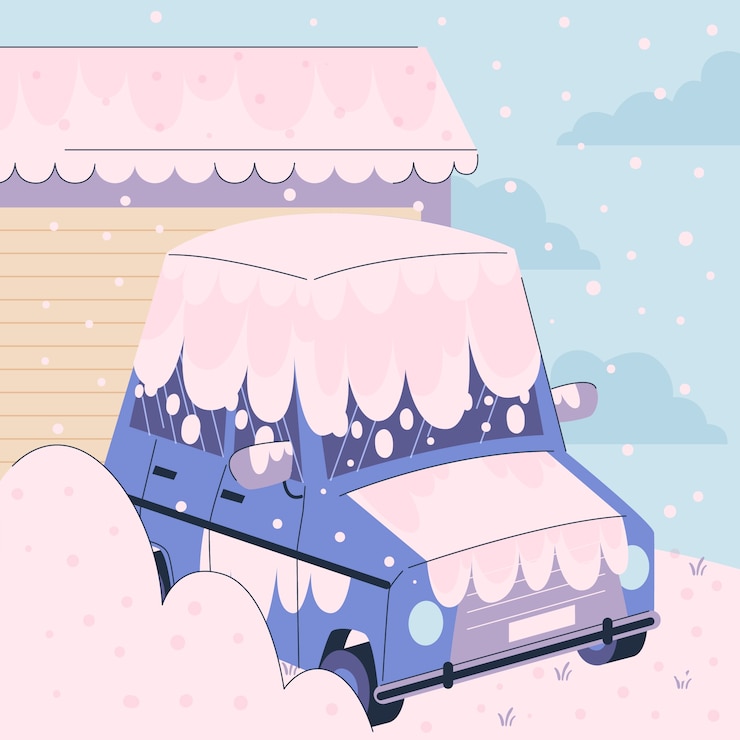 Vetor grátis ilustração plana de carro de neve de inverno