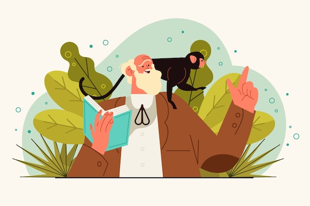 Vetor grátis ilustração plana de charles darwin