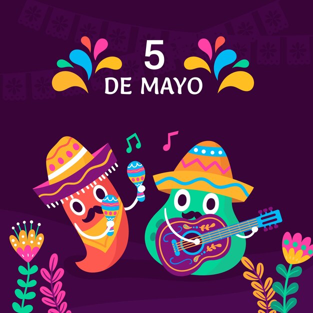 Ilustração plana de cinco de maio