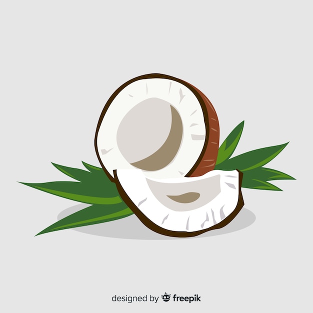 Ilustração plana de coco