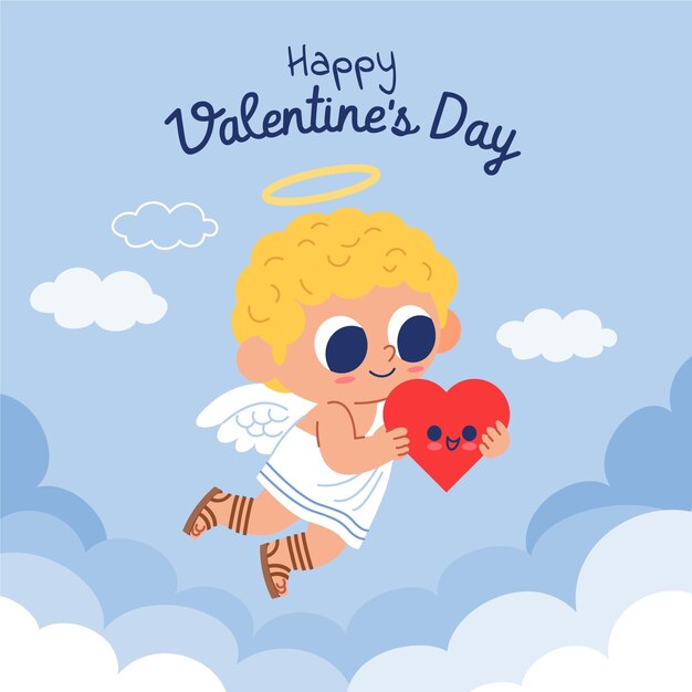 Ilustração plana de cupido do dia dos namorados