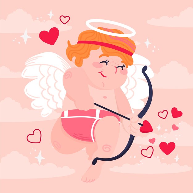 Ilustração plana de cupido do dia dos namorados