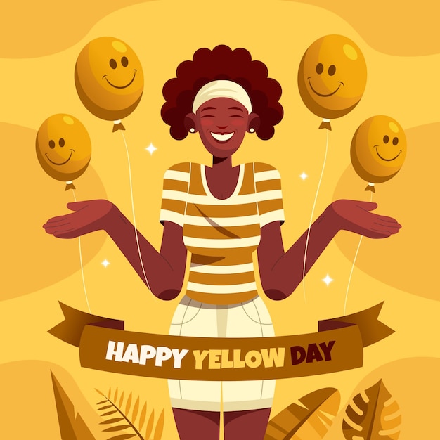 Ilustração plana de dia amarelo