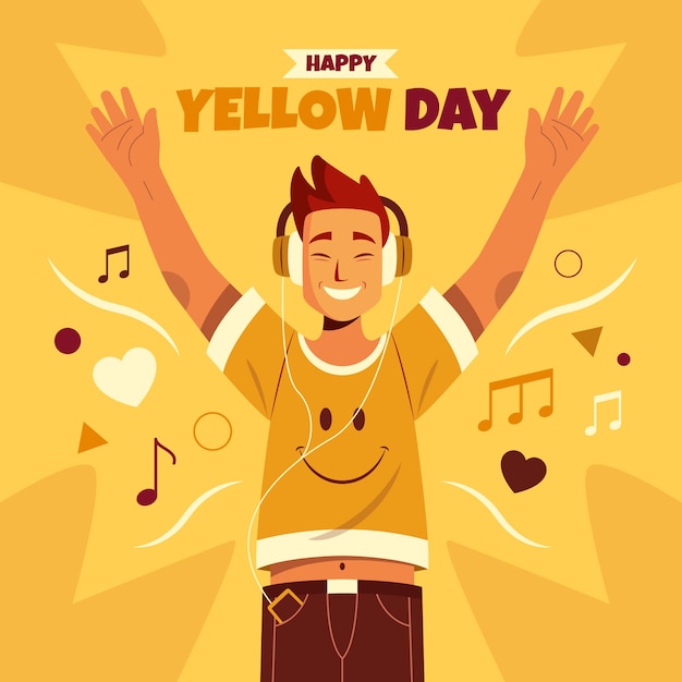 Ilustração plana de dia amarelo