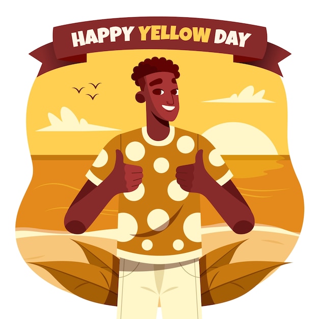 Ilustração plana de dia amarelo