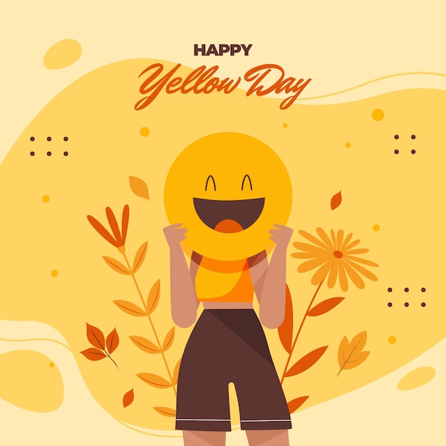 Ilustração plana de dia amarelo