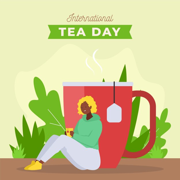 Ilustração plana de dia internacional do chá