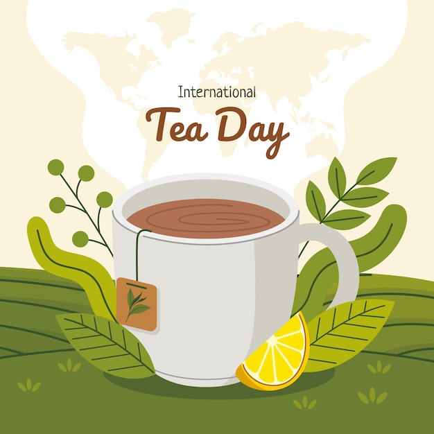 Ilustração plana de dia internacional do chá