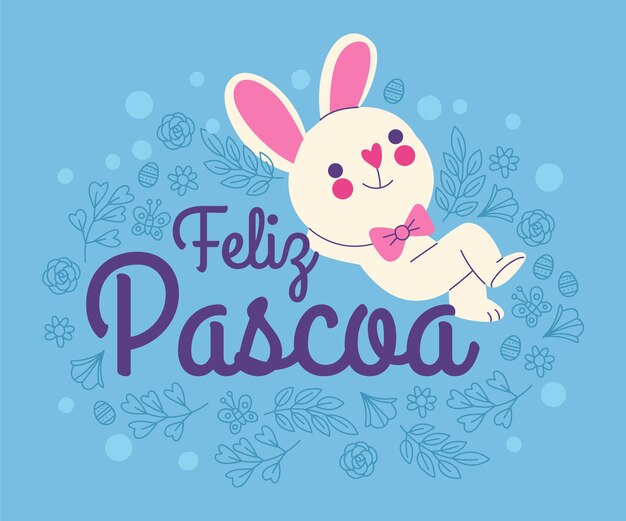 Ilustração plana de feliz pascoa