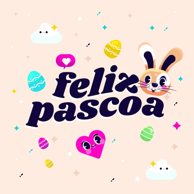 Ilustração plana de feliz pascoa