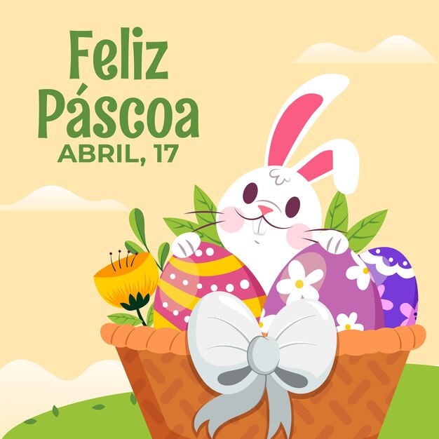 Vetor grátis ilustração plana de feliz pascoa