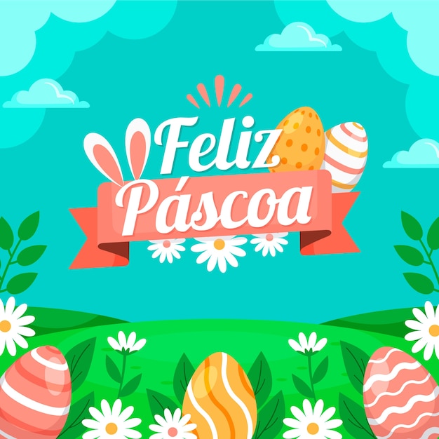 Vetor grátis ilustração plana de feliz pascoa