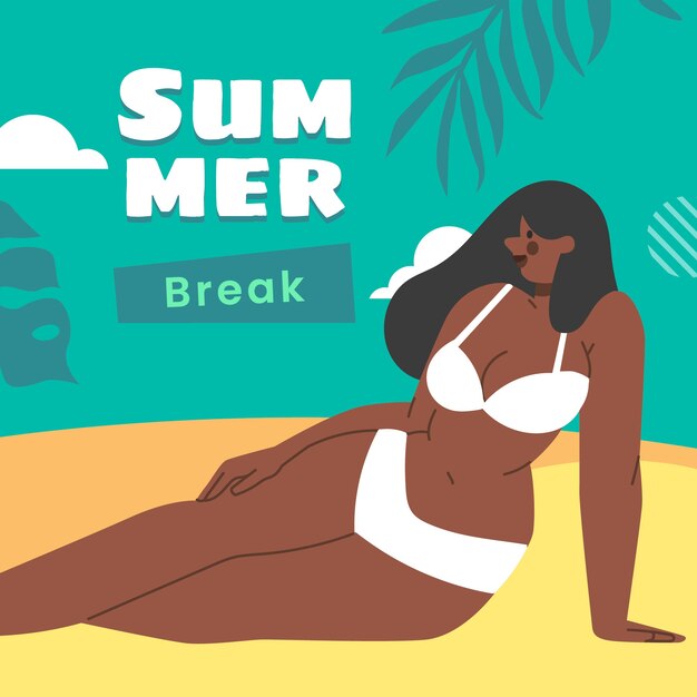 Ilustração plana de férias de verão