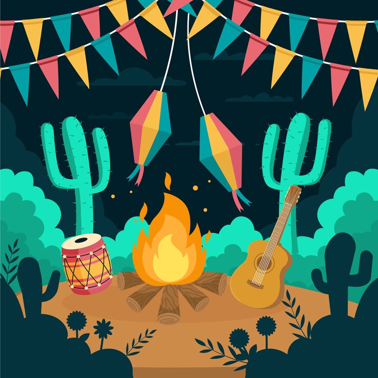 Vetor grátis ilustração plana de festas juninas