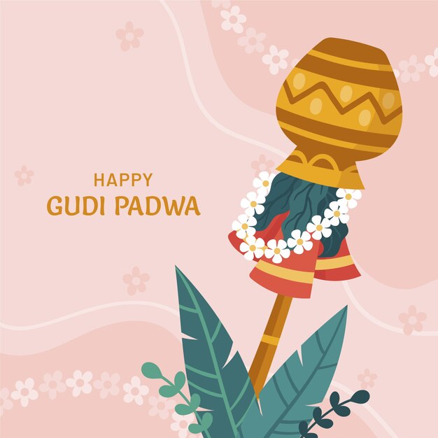 Vetor grátis ilustração plana de gudi padwa