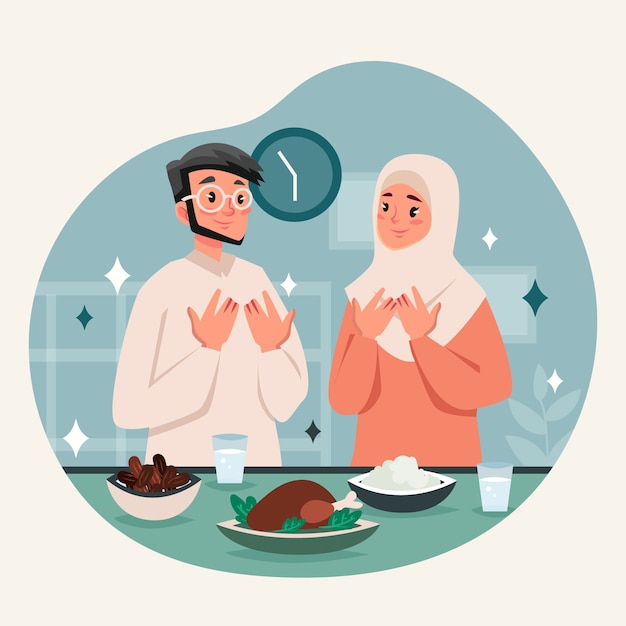 Vetor grátis ilustração plana de iftar