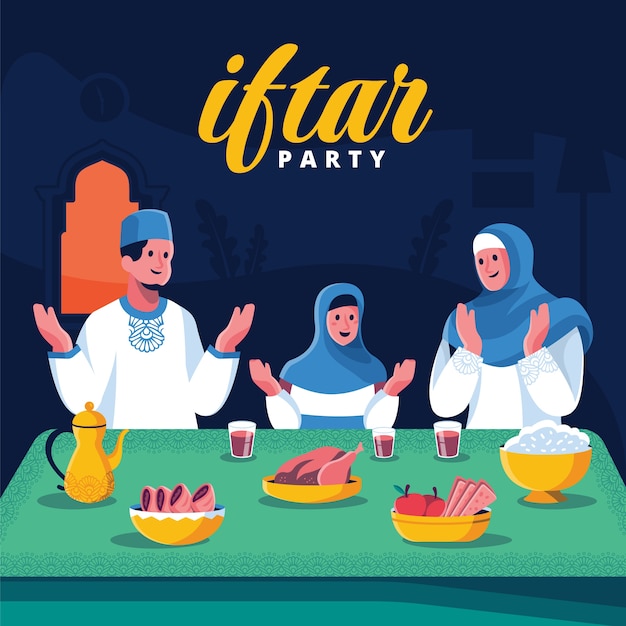 Vetor grátis ilustração plana de iftar