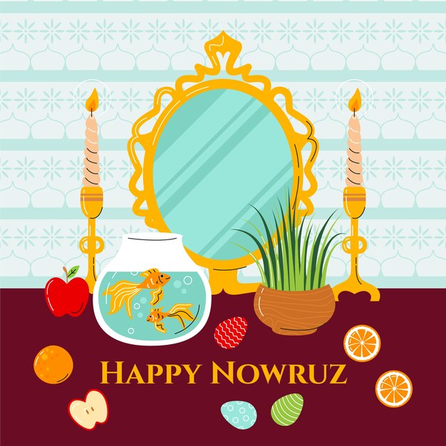 Ilustração plana de nowruz