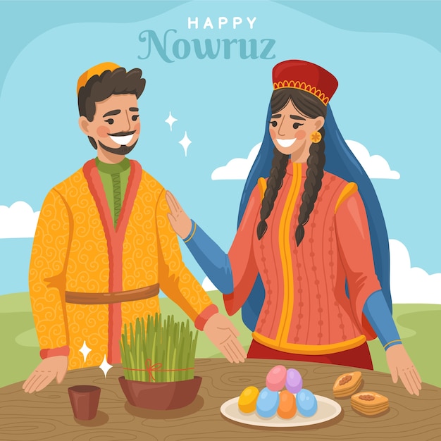 Ilustração plana de nowruz