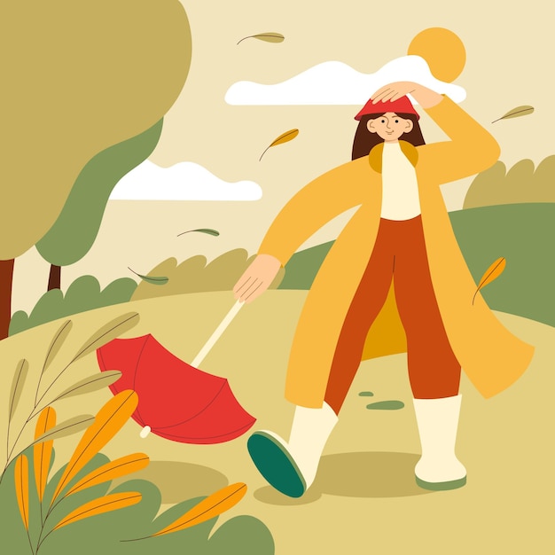Ilustração plana de outono desenhada à mão
