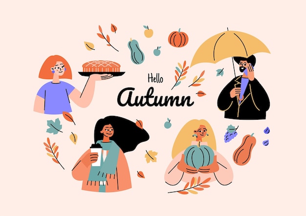 Ilustração plana de outono