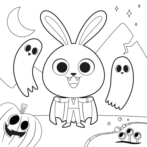 desenhos de halloween para colorir 9402886 Vetor no Vecteezy