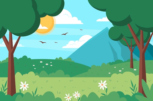 Ilustração plana de paisagem