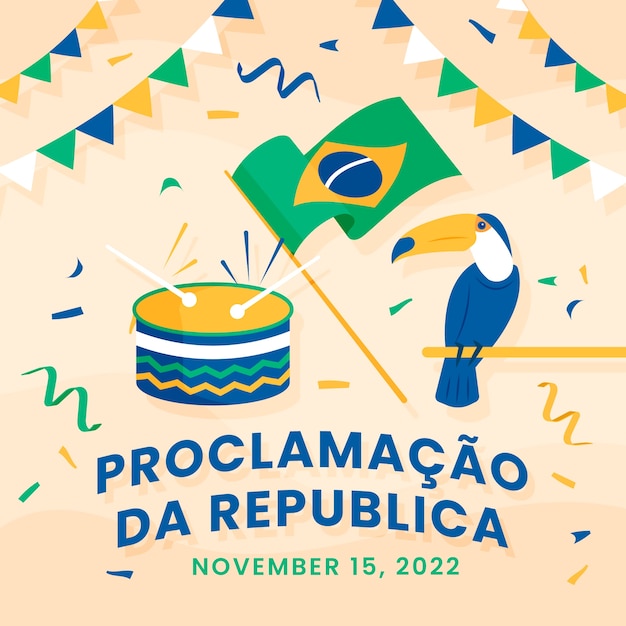 Ilustração plana de proclamação da republica