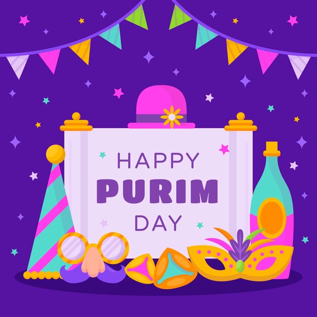 Ilustração plana de purim