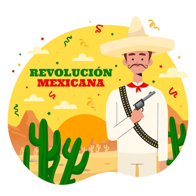 Vetor grátis ilustração plana de revolução mexicana