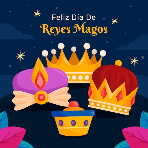 Vetor grátis ilustração plana de reyes magos