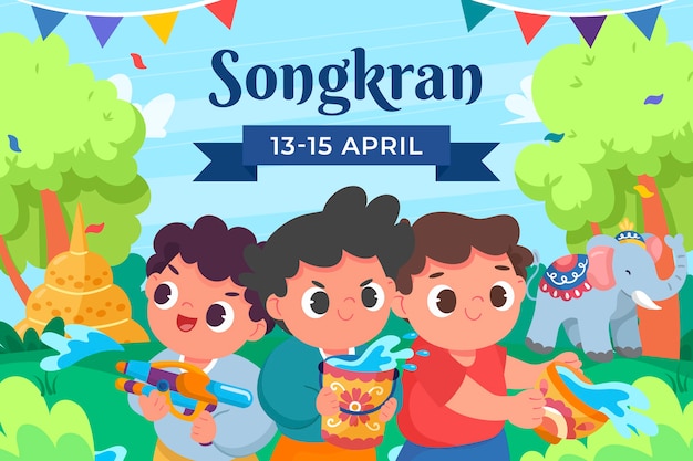 Vetor grátis ilustração plana de songkran