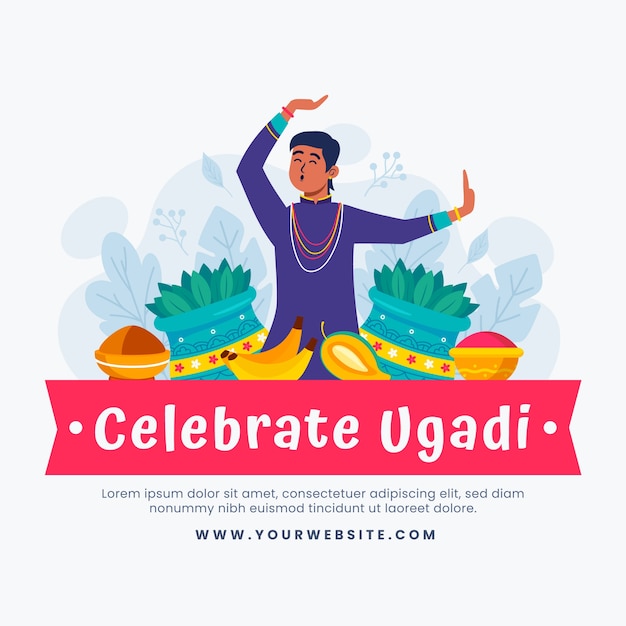 Ilustração plana de ugadi