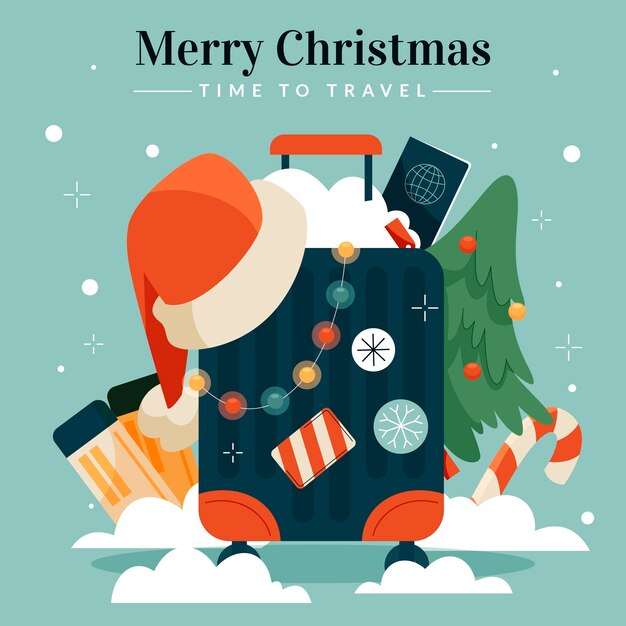 Ilustração plana de viagem de natal