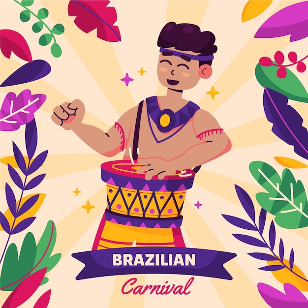 Ilustração plana do carnaval brasileiro