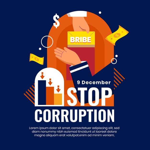 Ilustração plana do dia anticorrupção
