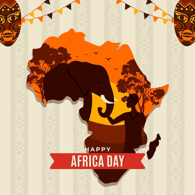 Ilustração plana do dia da áfrica