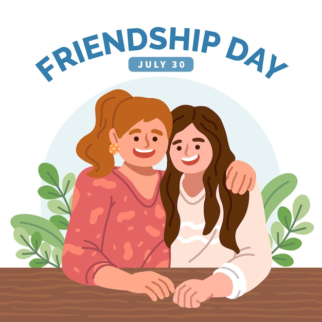 Ilustração plana do dia da amizade com amigos