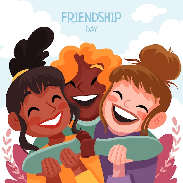 Vetor grátis ilustração plana do dia da amizade com grupo de amigas