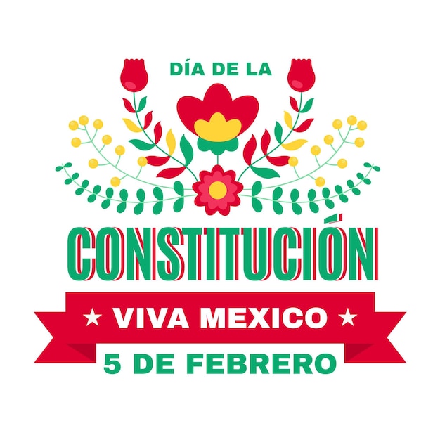 Vetor grátis ilustração plana do dia da constituição do méxico